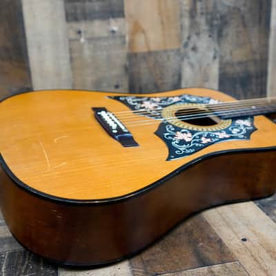 Kay Model 440 Acoustic Guitar 1970s Natural Floral Pickguard Vintage w/ Bag image 6