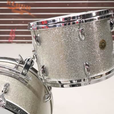 Gretsch Round Badge 3pc Drum kit Set Silver Sparkle 20/14/13" Vintage 1960's image 3