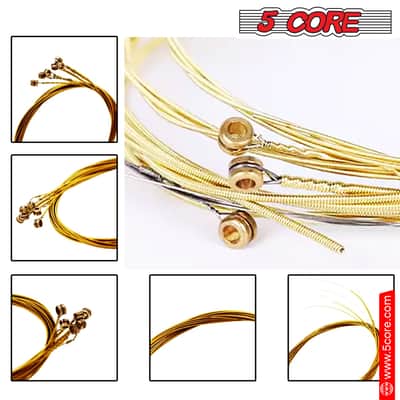 5 Core 6 Set Guitar Strings 6Pcs in 1 Set Premium Acoustic Electric Guitars Strings w Hexangular Steel Core Brass Wound Extra Light Gauge .010-.047 Cuerdas Para Guitarra Acustica - GS AC BRSS 6SET image 4