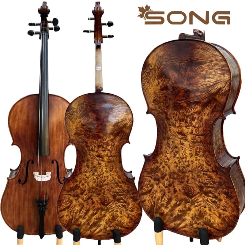 Rare Bird's eye Wood Full size Cello 4/4. hand Carved,Good Sound, Master sound image 1