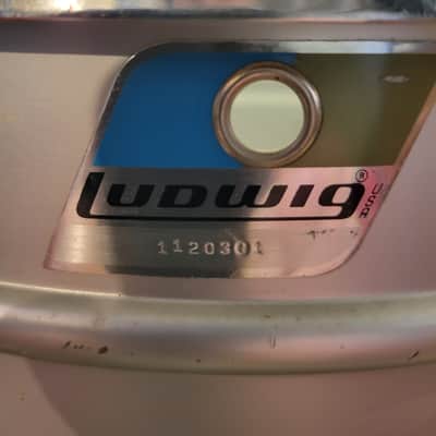 1976 4.5x14" 8-Lug Aluminum Snare Drum with Pointed Blue/Olive Badge 1976! image 3
