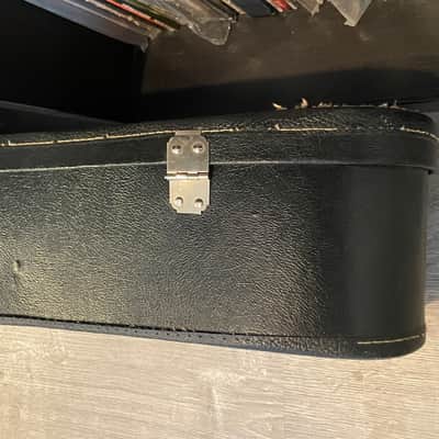 Vintage Acoustic Guitar Case 1960’s-1970’s Black w Orange Gold Interior image 15