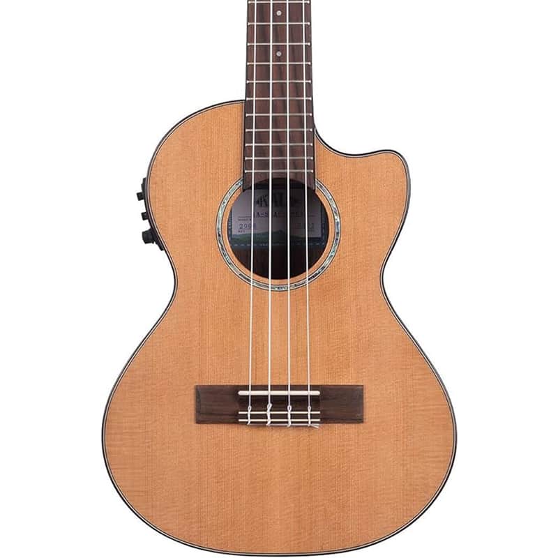 Kala Solid Cedar Top Acacia Tenor Acoustic-electric Ukulele w/Cutaway - Natural image 1