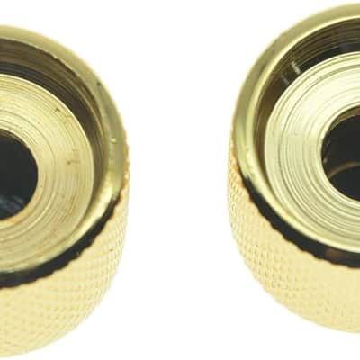 Set of 2 Black Pearl Top Guitar Dome Knobs with Set Screw for Tele Guitars Black Pearl Cap Bass Gold Knobs image 3