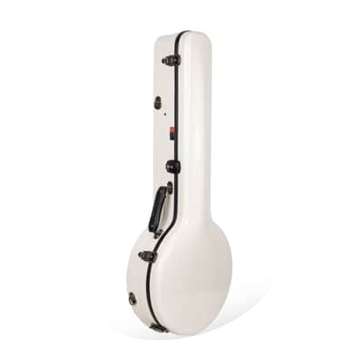 Crossrock Fiberglass Banjo Case-Fits Mastertone & Most 5-String Styles, with Interior Compartment, Backpack Straps, Hygrometer, TSA Lock-Milky White (CRF2023MBJMW) image 2