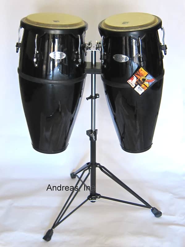 Toca Synergy Series Fiberglass Conga Drum Set w/ Stand - Black image 1