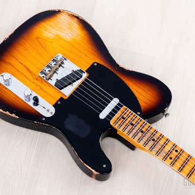 2023 Fender Custom Shop 1952 Telecaster Heavy Relic Big U Two-Tone Sunburst w/ Case, CoA image 7
