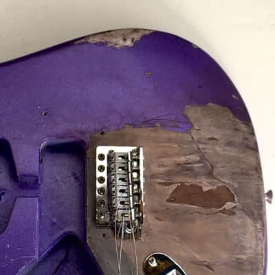 Lefty Vintage Fender “Super Heavy Relic” Hendrix Strat Solid Guitar Body Custom Purple Metallic 4.8 lb Alder image 4
