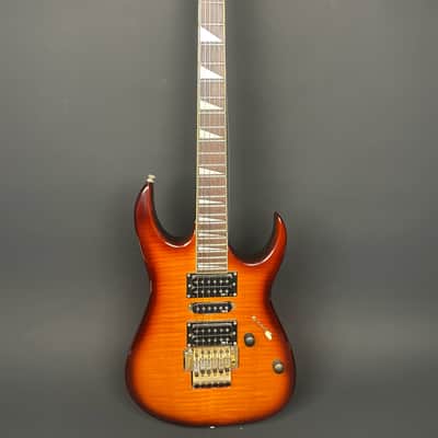 Ibanez EX370FM 1991 Transparent Amber Sunburst Flame Maple MIK w/ Hard Case image 1