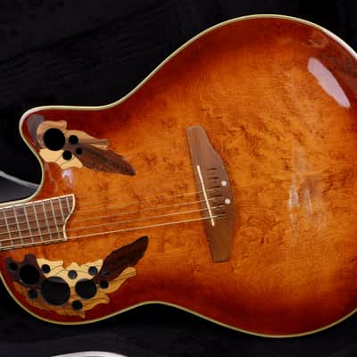 RARE Ovation CS 2000 Celebrity Deluxe Limited Edition Cherry Sunburst Flame Birdseye Maple ~MINT Top~ Elite image 3