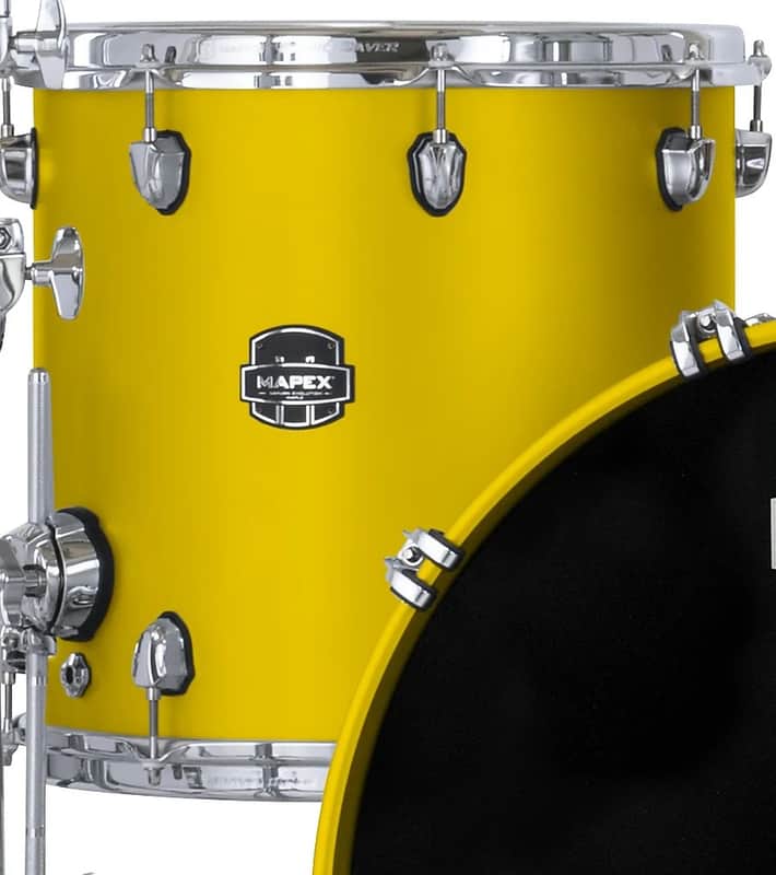 Mapex Saturn Evolution 14x12" Tuscan Yellow Lacquer w/Chrome Hardware Floor Tom w/Legs Maple-Walnut | NEW | WorldShip | Dealer image 1