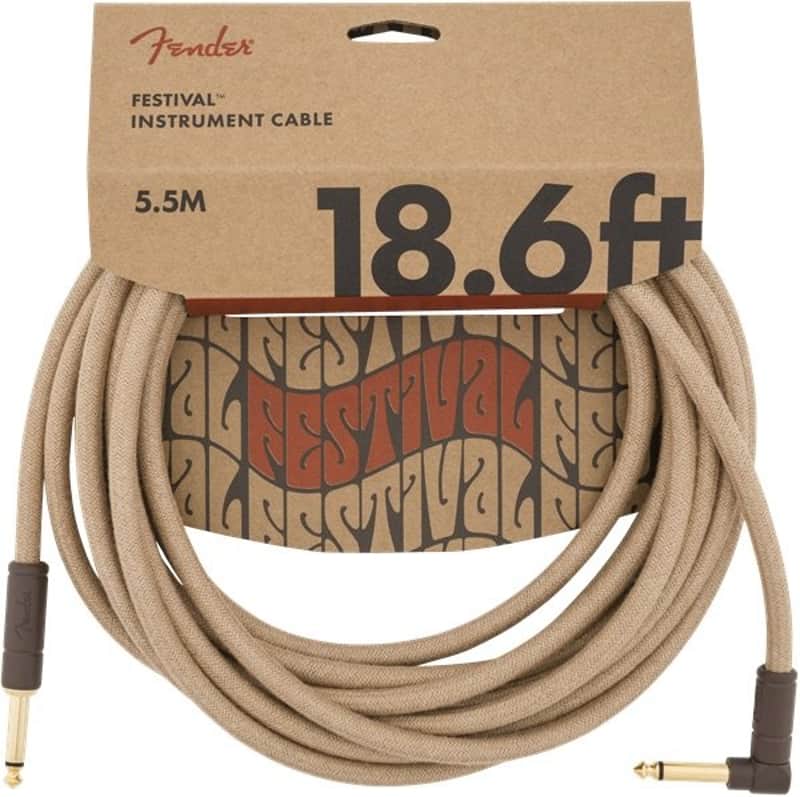 Fender FESTIVAL Hemp Straight/Angle Instrument Cable (Natural) - 10ft image 1