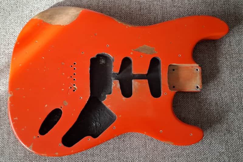 HSS Hardtail Alder Strat Guitar Body - Relic Fiesta Red - Fits Fender Necks image 1
