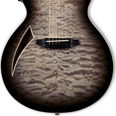 ESP LTD TL-6 Thinline Acoustic-Electric Guitar, Quilted Maple Top, Charcoal Burst image 2