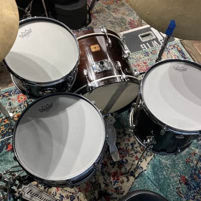 Gretsch Drum Kit, 20", 14", 12", 6x14" Early 1980s, Square Badge - Walnut image 3