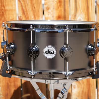 DW/USA Collectors Series 6.5x14" Snare Drum Satin Black over Brass Shell w/ Black Nickel Hardware image 1