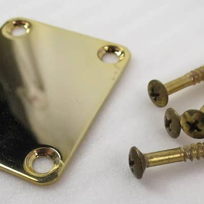 Neck Plate in Gold Plate / Screws and Gasket Free USA Shipping Blemished image 3