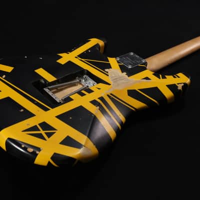 EVH Striped Series Frankenstein Frankie Electric Guitar - Black with Yellow Stripes, Relic 103 image 2