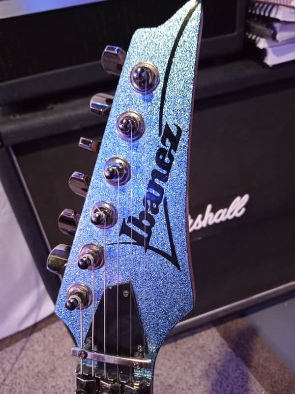 Ibanez S470 Sparkle Blue Custom paint with upgraded middle pickup