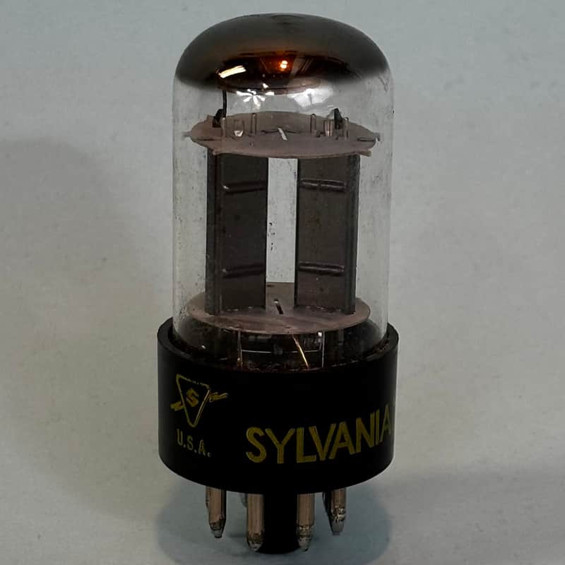 1960s Sylvania 6SN7GTB Vintage Black Plate Halo Getter Tube! Valve! T545 image 1