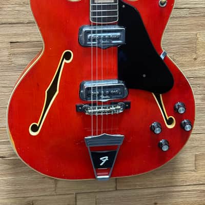 Fender Coronado II Hollow Body Guitar - 1967 - Cherry Red- Refinished back 6lbs w/Hard Case image 1