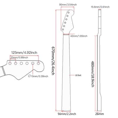 [Matte Finish] 22-Fret Guitar Neck Suit for ST Style Guitar - Maple Fretboard, Mahogany Neck & Peach Wood Tube (With Back Line), price include the import duty for US buyer image 2