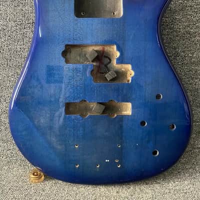 Clear Blue Basswood 4 String Bass Body image 4