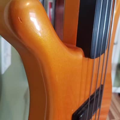 Lefty Scream Basses Fretless, Moses Graphite neck, 2010 Daytona Sunset Orange image 5
