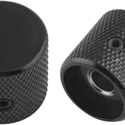 Metal Guitar Knobs Flat Top Control Knobs with Black Knurled Barrels 6mm Split Shafts Volumn Tone Control Knobs Screw Type for Tele Strat Style Electric Guitar or Bass Guitar Pack of 4pcs. image 3
