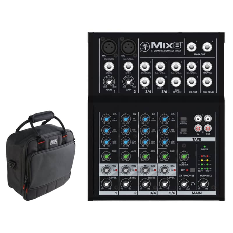 Mackie Mix8 8-channel Compact Mixer with Gator Mixer Bag image 1