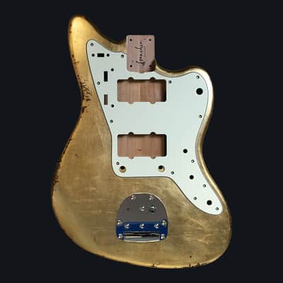 Made to Order - FRANCHIN Neptune guitar body Relic Aged METALLIC LEAF (Gold/Silver/Copper) Basswood Poplar Offset Jazzmaster Style Made in Italy image 1