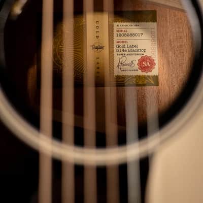 Taylor Gold Label 514e Super Auditorium Acoustic/Electric Guitar - Blacktop with Hardshell Case image 12