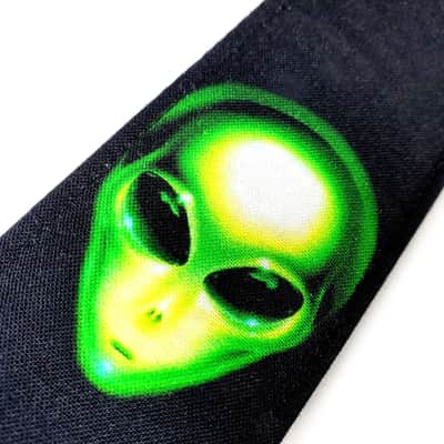 Green Alien Area 51 Guitar Strap - Green Alien on Black Guitar Straps - Area 51 Guitar Strap - Double Padded Comfortable image 2