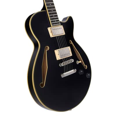 D'Angelico DAESSTSBKSNS EXCEL SS TOUR Single Cutaway Semi-Hollow Body 3 Piece Maple/Walnut/Maple Neck 6-String Electric Guitar w/Gig Bag image 2