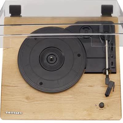 Crosley CR6043A-NA Brio Bluetooth Turntable Shelf System with Speakers Included - Natural image 4