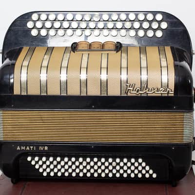 Vintage Hohner Amati IV R Chromatic Button Accordion - 80 Bass (Black/Gold) image 2