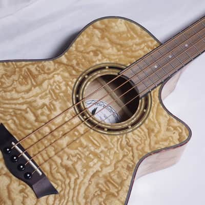 DEAN Exotica Quilt Ash acoustic electric 4-string BASS guitar w/ Case NEW EQABA - B-stock image 6