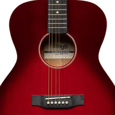 STAGG Auditorium Acoustic Guitar with Basswood Top in Vibrant Transparent Red image 5