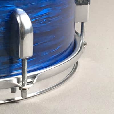 Custom Built Vintage 11x13” Power Tom Drum New Blue Oyster Pearl Wrap Chrome Lugs Aquarian Restored in USA image 4