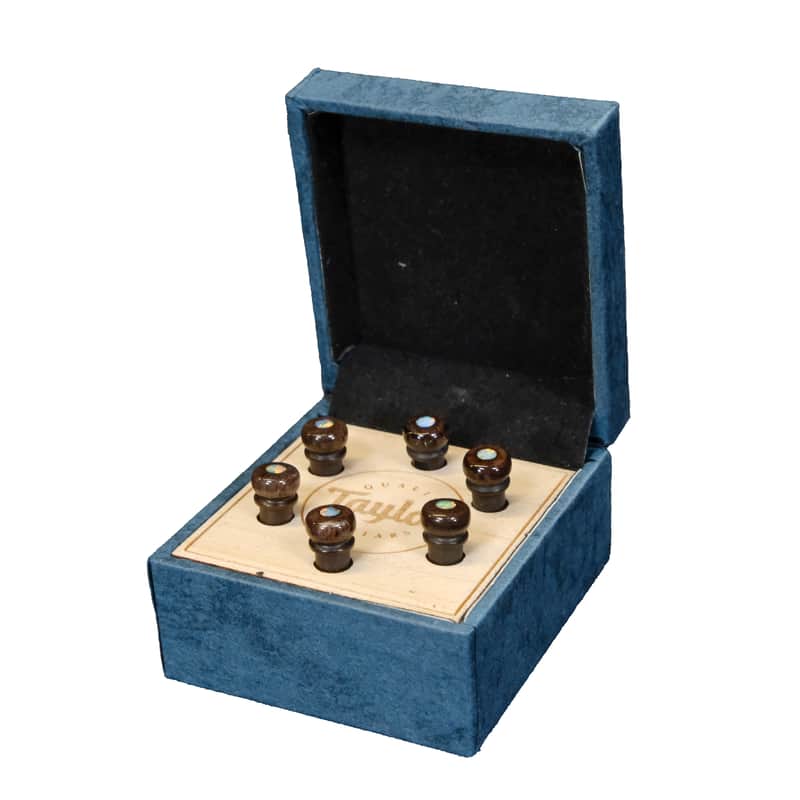 Taylor Water Buffalo Horn Bone Bridge Pin Set-Brown with White Opal image 1