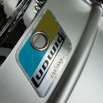 All Original Ludwig Acrolite 5x14" 8-Lug Aluminum Snare Drum w/ Rounded Blue/Olive Badge image 15