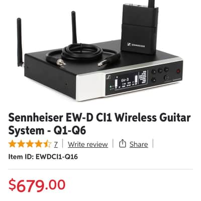 Sennheiser EW-D CI1 Wireless Guitar System - Q1-Q6 w/Bonus Sennheiser Ci1REW Right-angle Guitar Cable image 8