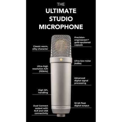 Rode NT1 5th Generation Condenser Microphone (Silver) with Rode PSA1 Desk-Mounted Broadcast Microphone Boom Arm image 5