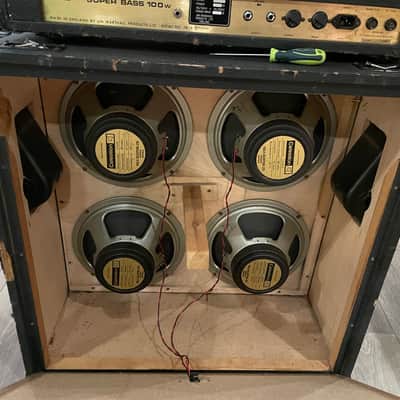 MARSHALL 1992 JMP Super Bass 100w of 1977 with her Cabinet 4x12 image 21