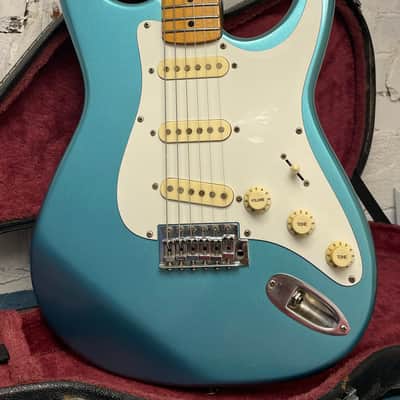 Vintage Palmer Strat Style Electric Guitar Metallic Blue w/ Hard Case Fresh Setup image 9