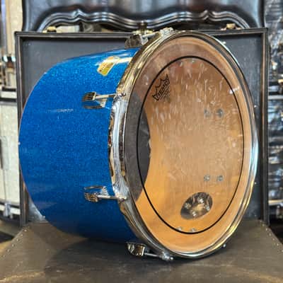VINTAGE 1970's Ludwig 10x14" Blue & Olive Badge Concert Tom in Blue Sparkle image 3
