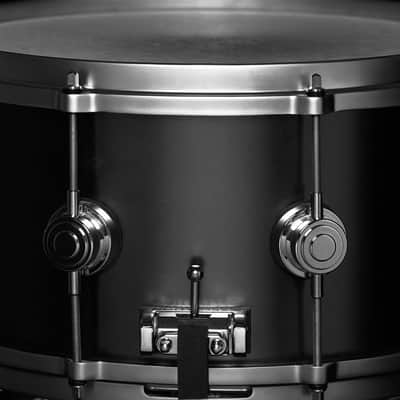 DW Collector's  Satin Black Over Brass 1307 Snare Drum with die cast & brass wires! Harcase inc. image 2