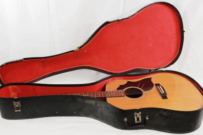 Project Repair 1970's Ventura V6 Square Shoulder Dreadnought Acoustic Guitar w/ Case image 1