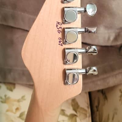 CUSTOM DESIGNED & CRAFTED - STRAT STYLE CORAL COLOR W/ INLAID STONES - RSG - SERIAL #067 - 2025 image 10