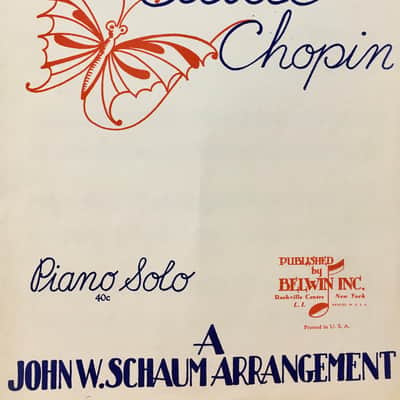 (VINTAGE SHEET MUSIC) BUtterfly Etude - CHopin - Piano Solo image 1